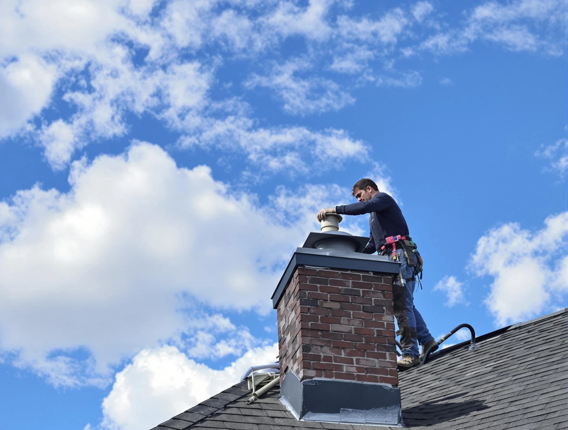 Berkley Chimney Sweep installing a sturdy chimney cap in Berkley, CO