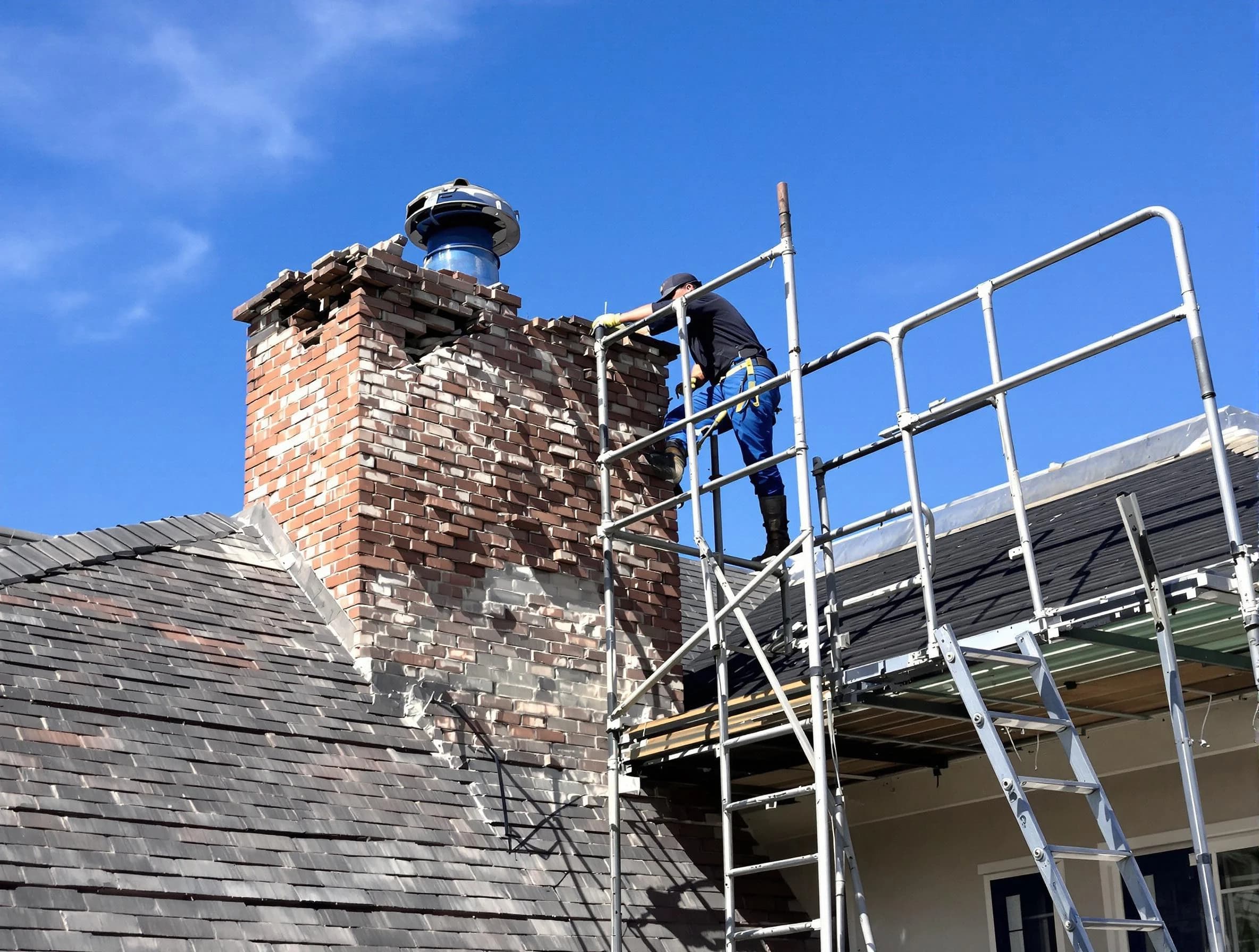 Rebuilding a chimney structure by Berkley Chimney Sweep in Berkley, CO