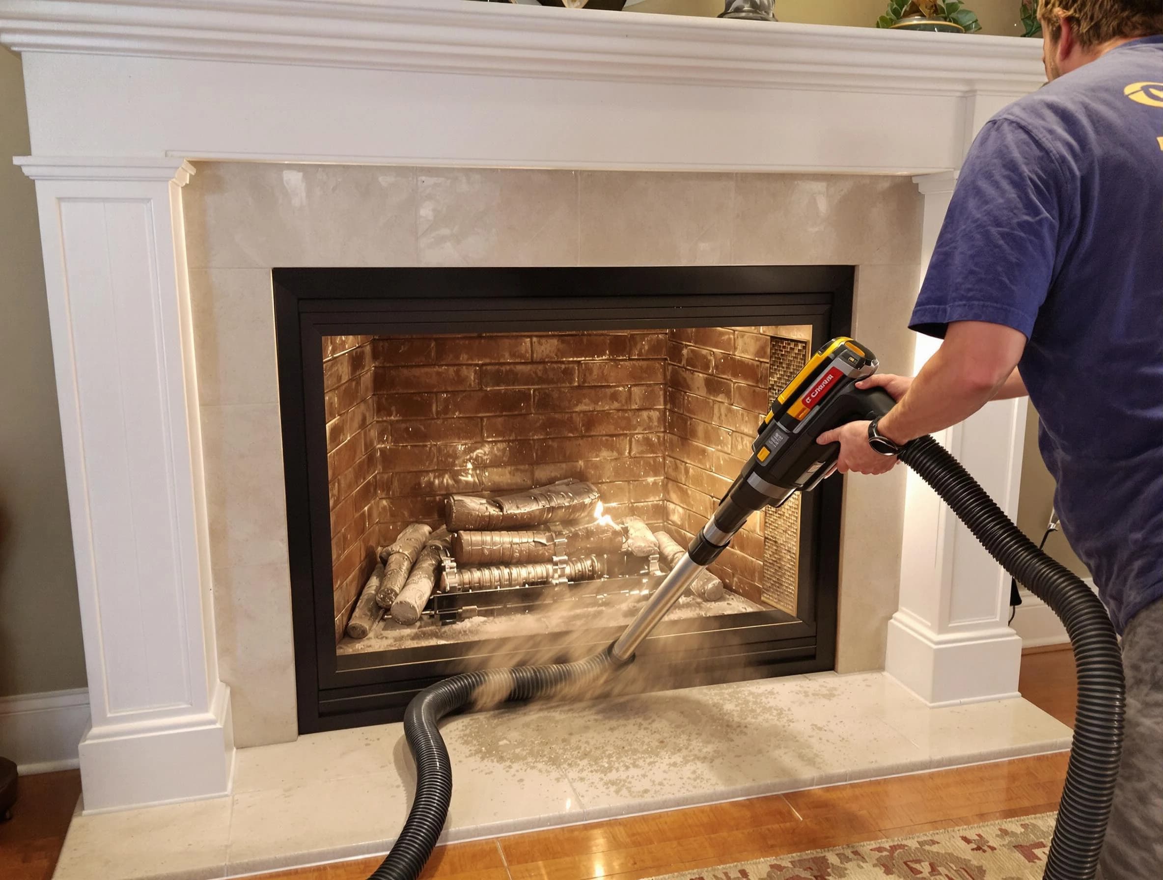 Fireplace cleaning performed by Berkley Chimney Sweep in Berkley, CO