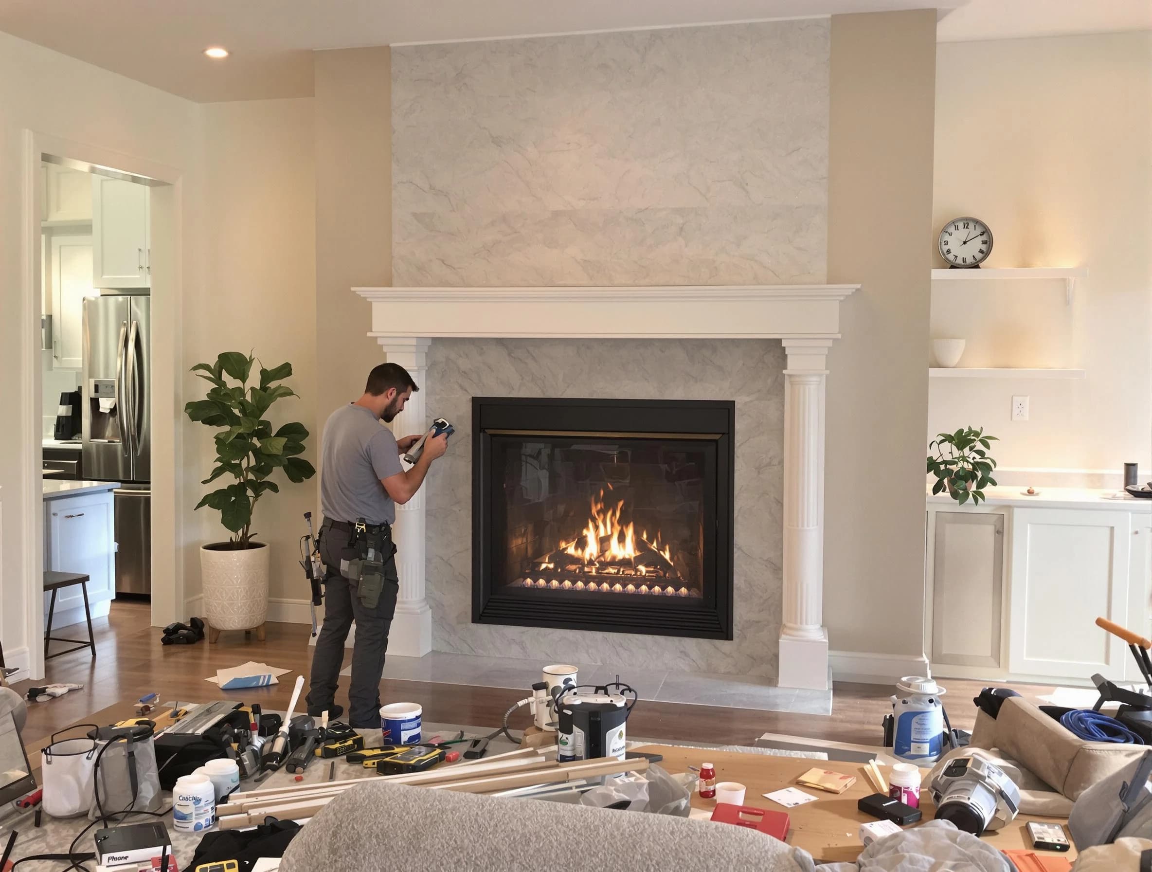 Newly installed fireplace by Berkley Chimney Sweep in Berkley, CO