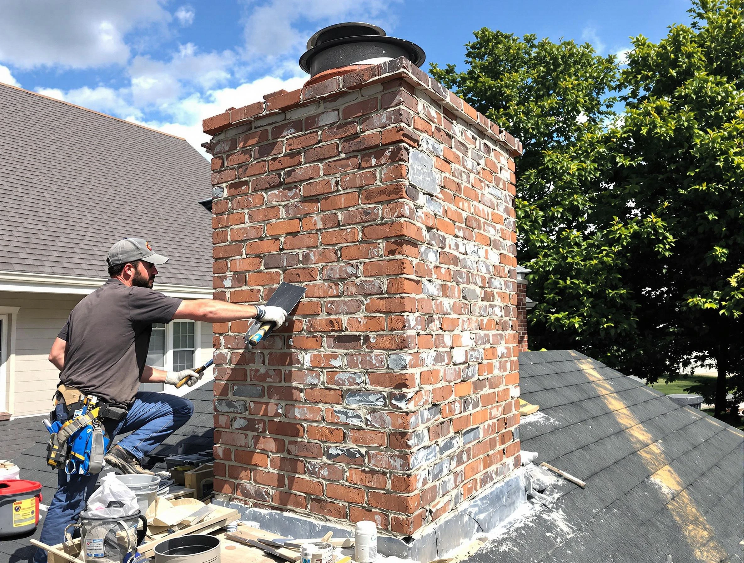 Completed chimney rebuild by Berkley Chimney Sweep in Berkley, CO