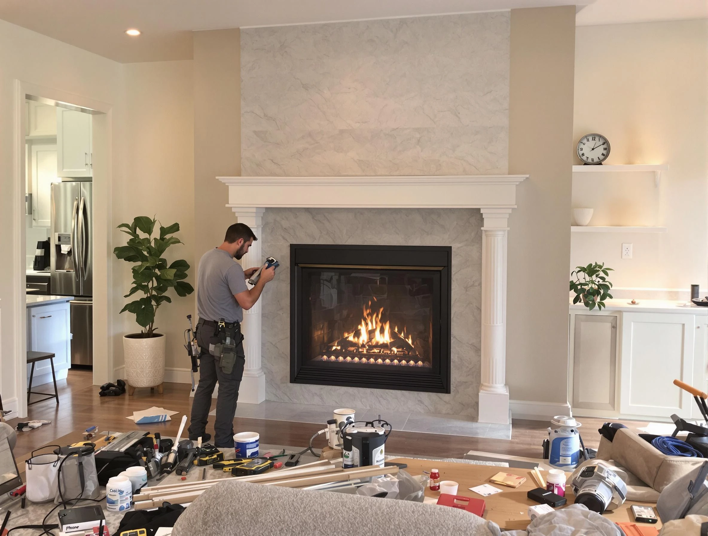 Newly installed fireplace by Berkley Chimney Sweep in Berkley, CO